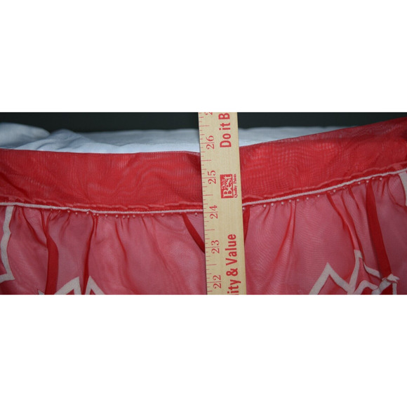 Vtg 50's Sheer Waist Apron Tulip Pockets Flocked White Trim Retro Traditional - Picture 7 of 9